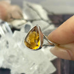 Real Citrine Teardrop Ring