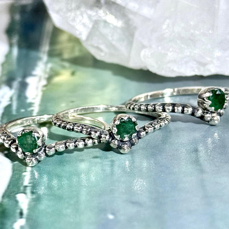 Green Gemstone Silver Ring