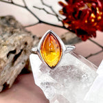 Baltic Flame Amber Marquise Ring