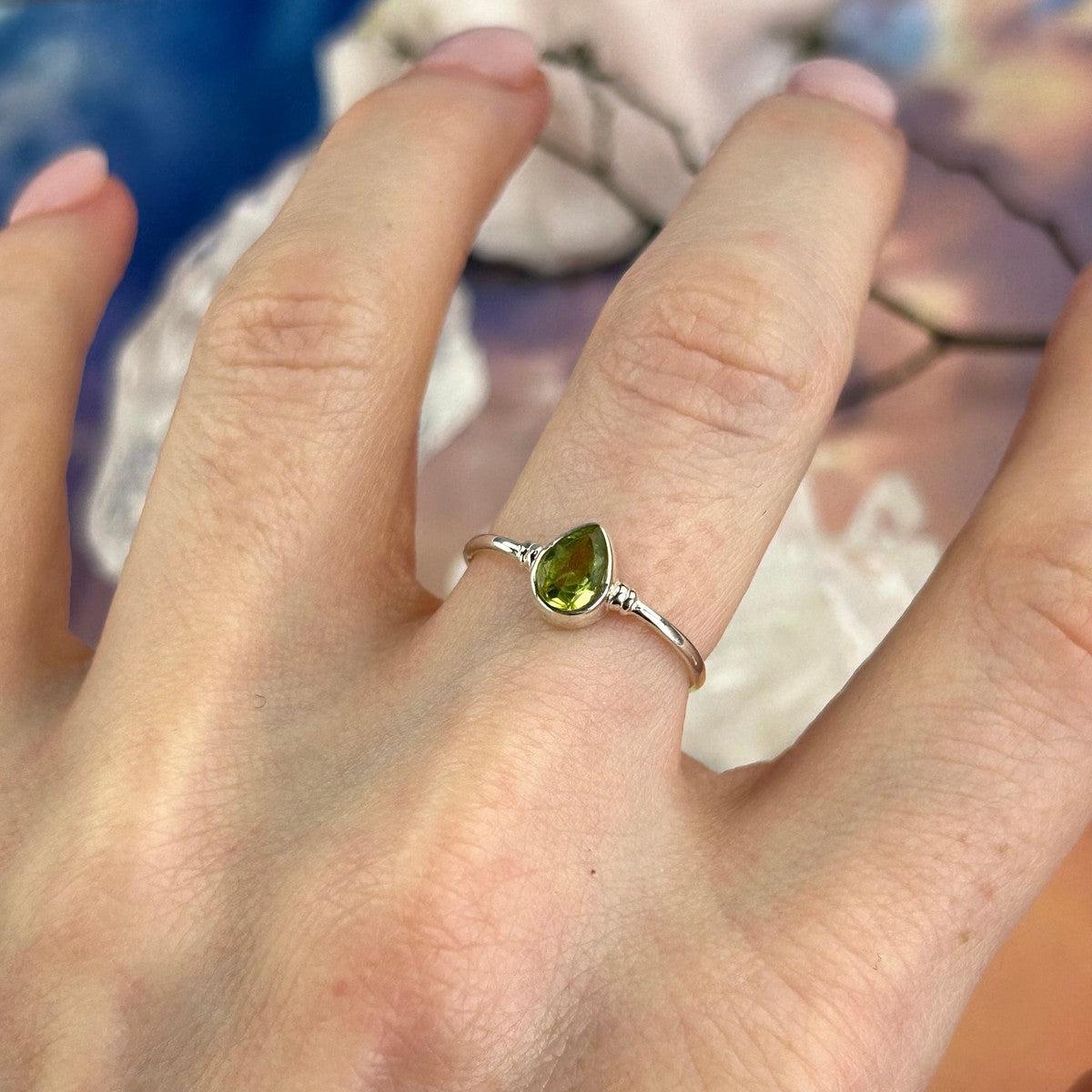 Green Gemstone Silver Ring