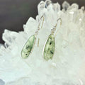 Elongated Teardrop Prehnite Earrings