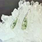 Elongated Teardrop Prehnite Earrings