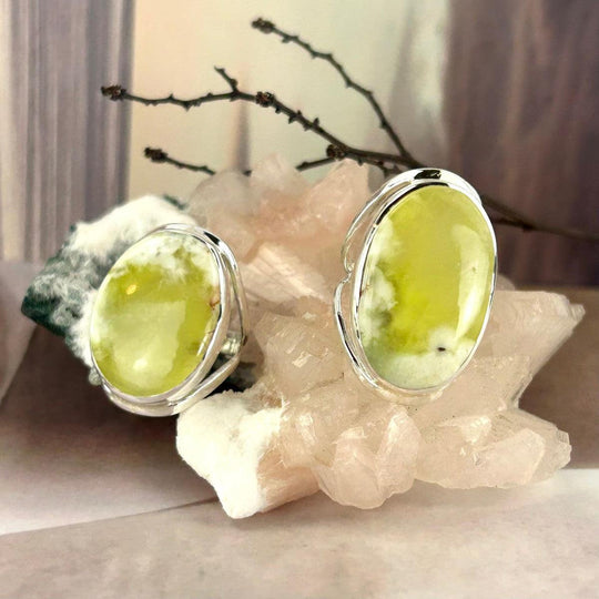 Prehnite Oval Split Band Rings