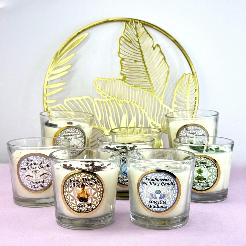 Assorted Crystal & Essential Oil Soy Wax Votive Candles