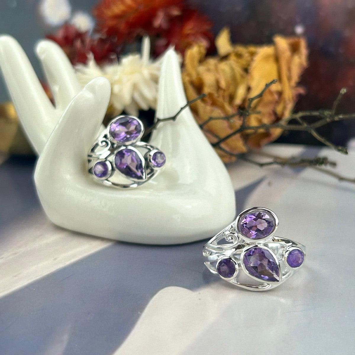 Ornate Design Amethyst Ring