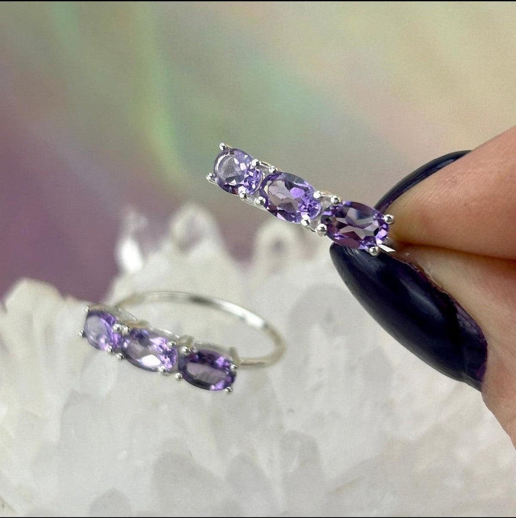 Assorted Gemstone Three Stone Stacker Rings