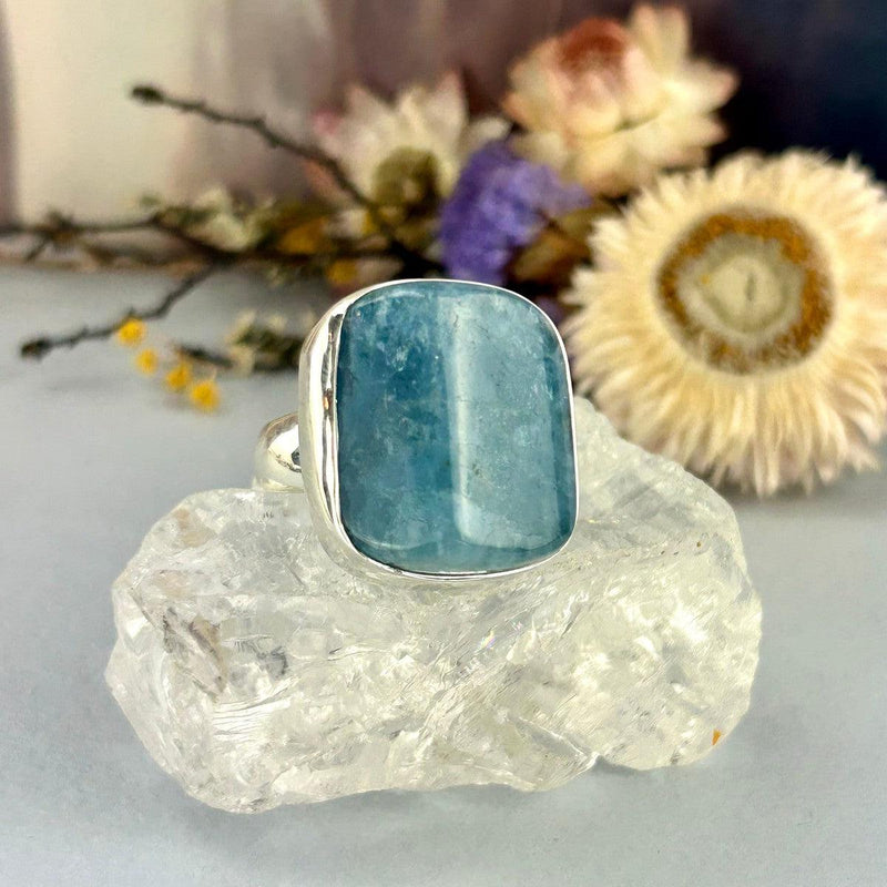 Aquamarine Chunky Crystal Ring