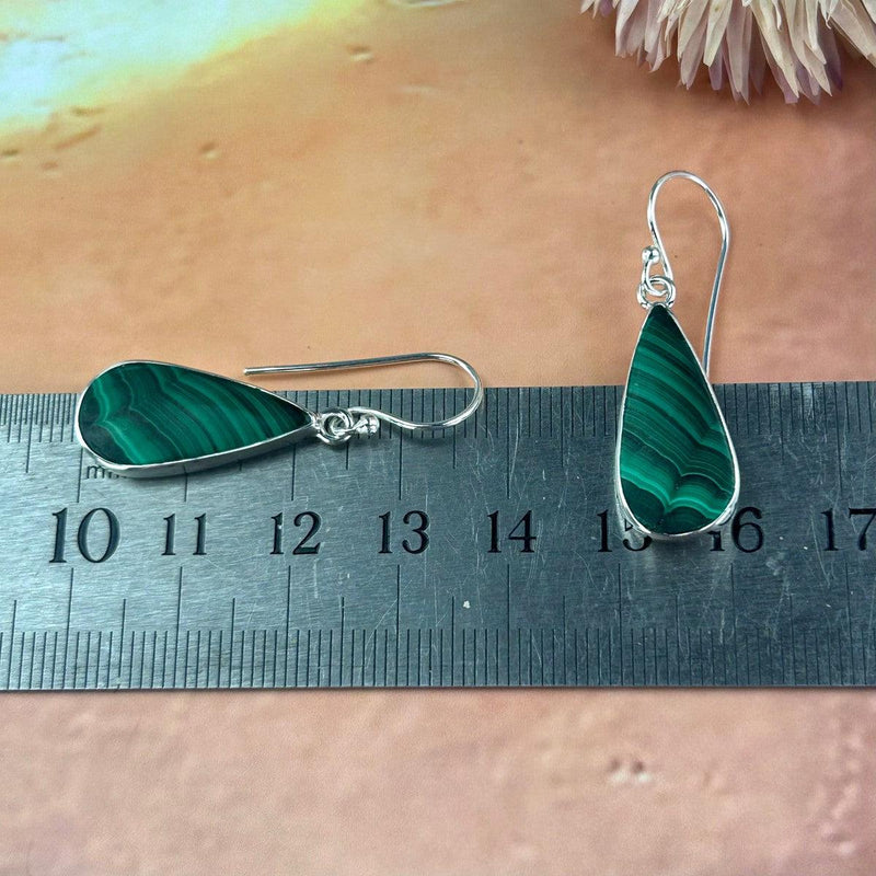 Green Stone In Silver Earrings