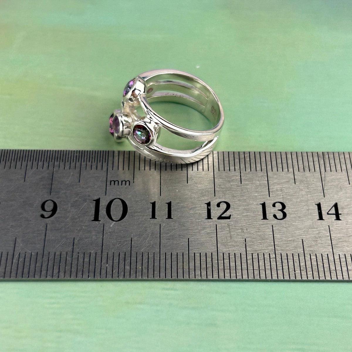 Multiple Gemstones In Silver Setting Ring