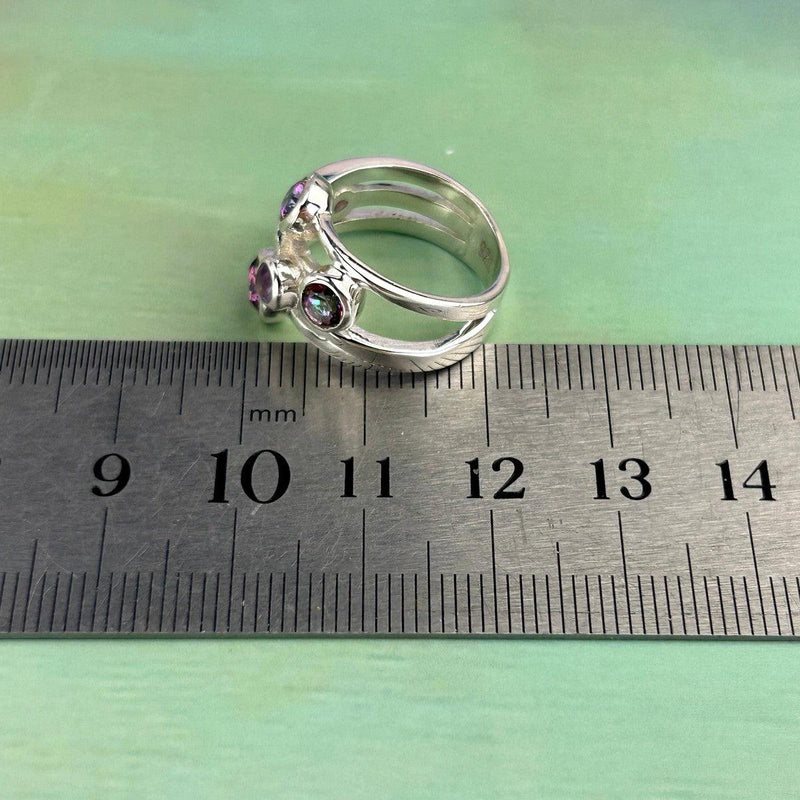 Multiple Gemstones In Silver Setting Ring