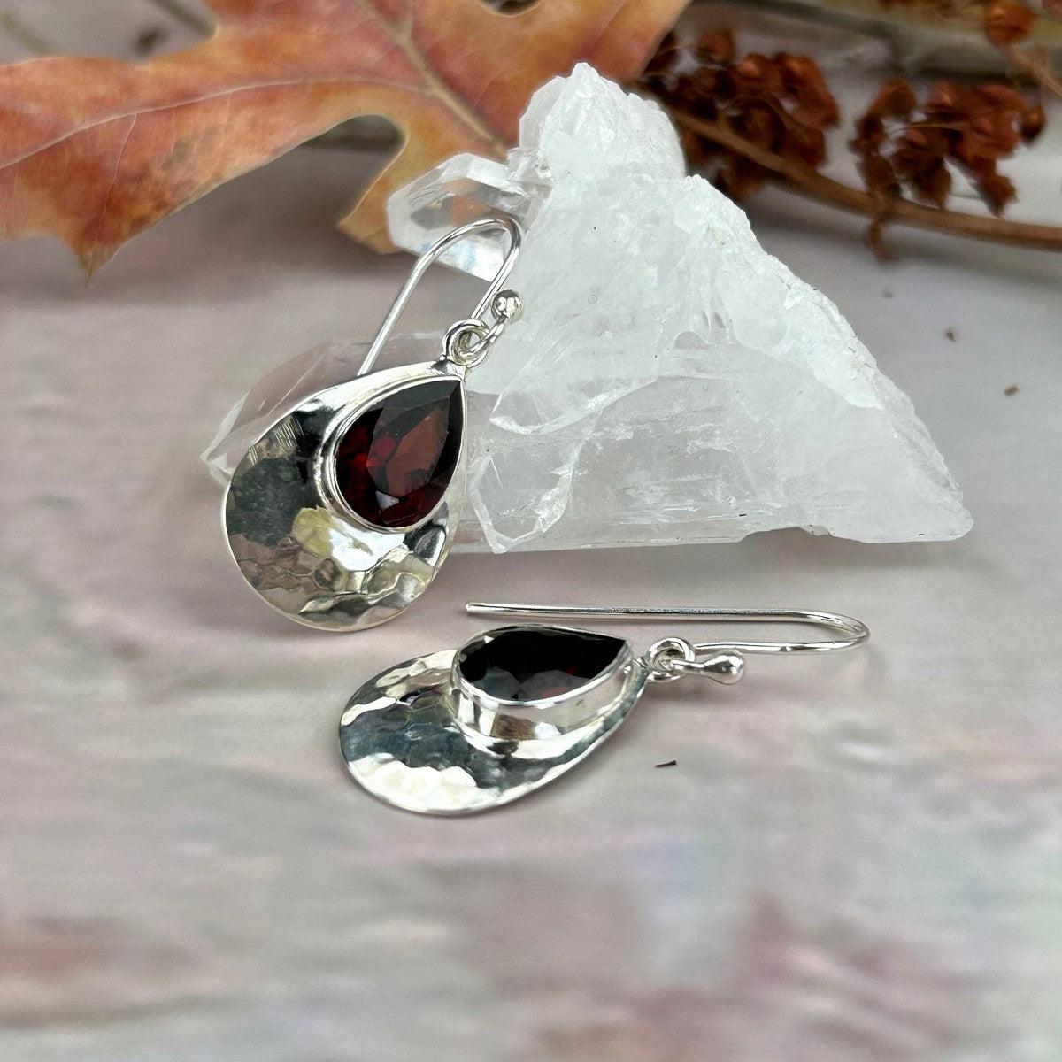 Garnet Pear Cut Earrings