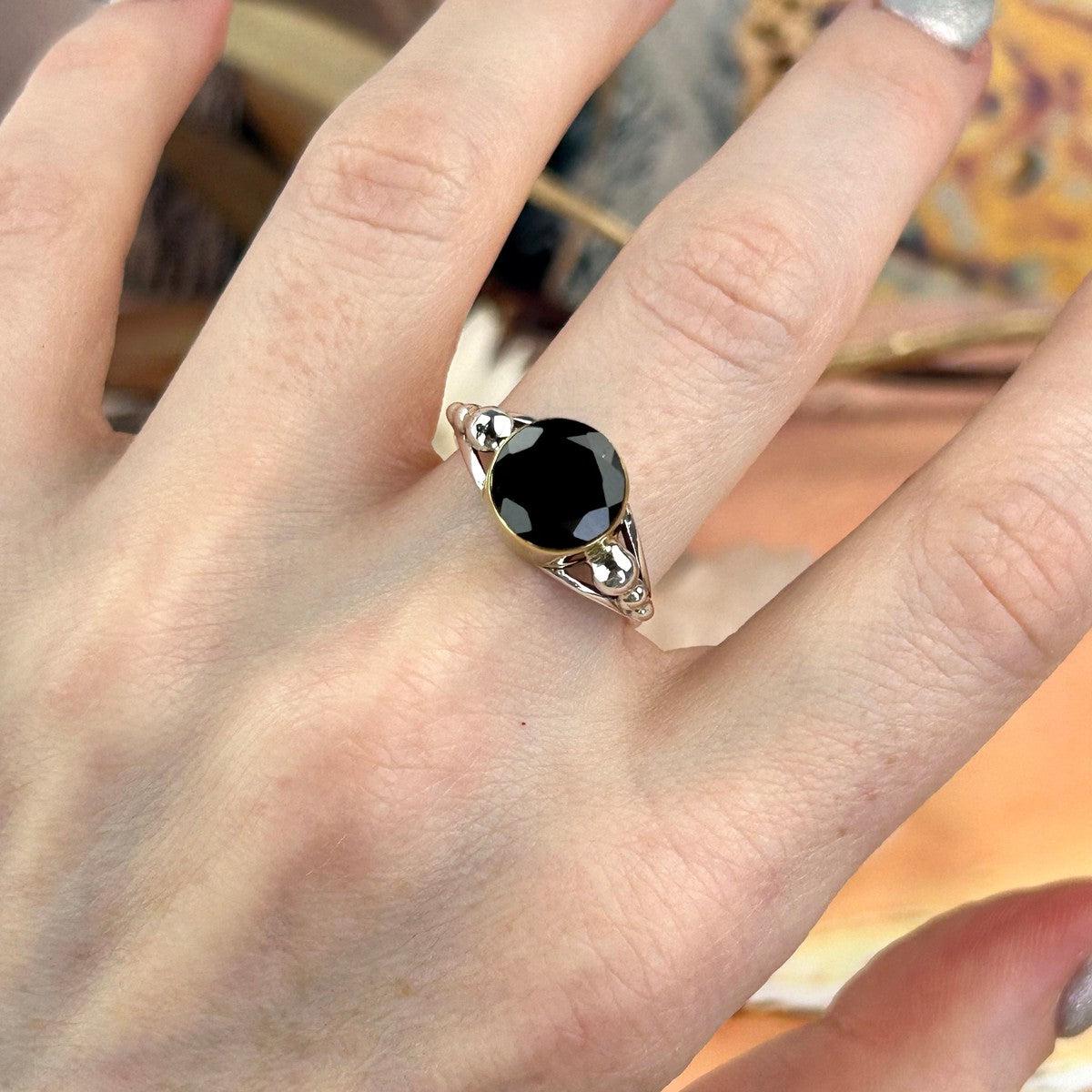 Round Gemstone Silver Ring