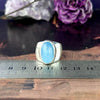 Aquamarine Elongated Oval Wide Band Ring