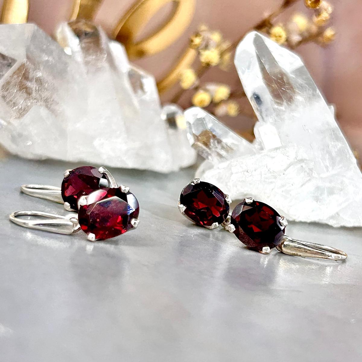Oval Cut Garnet Earrings