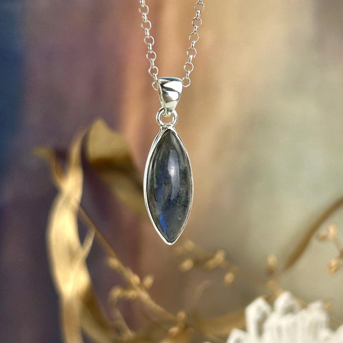 Labradorite Pointed Oval Pendant