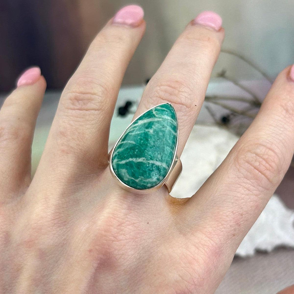 Amazonite Teardrop Rings