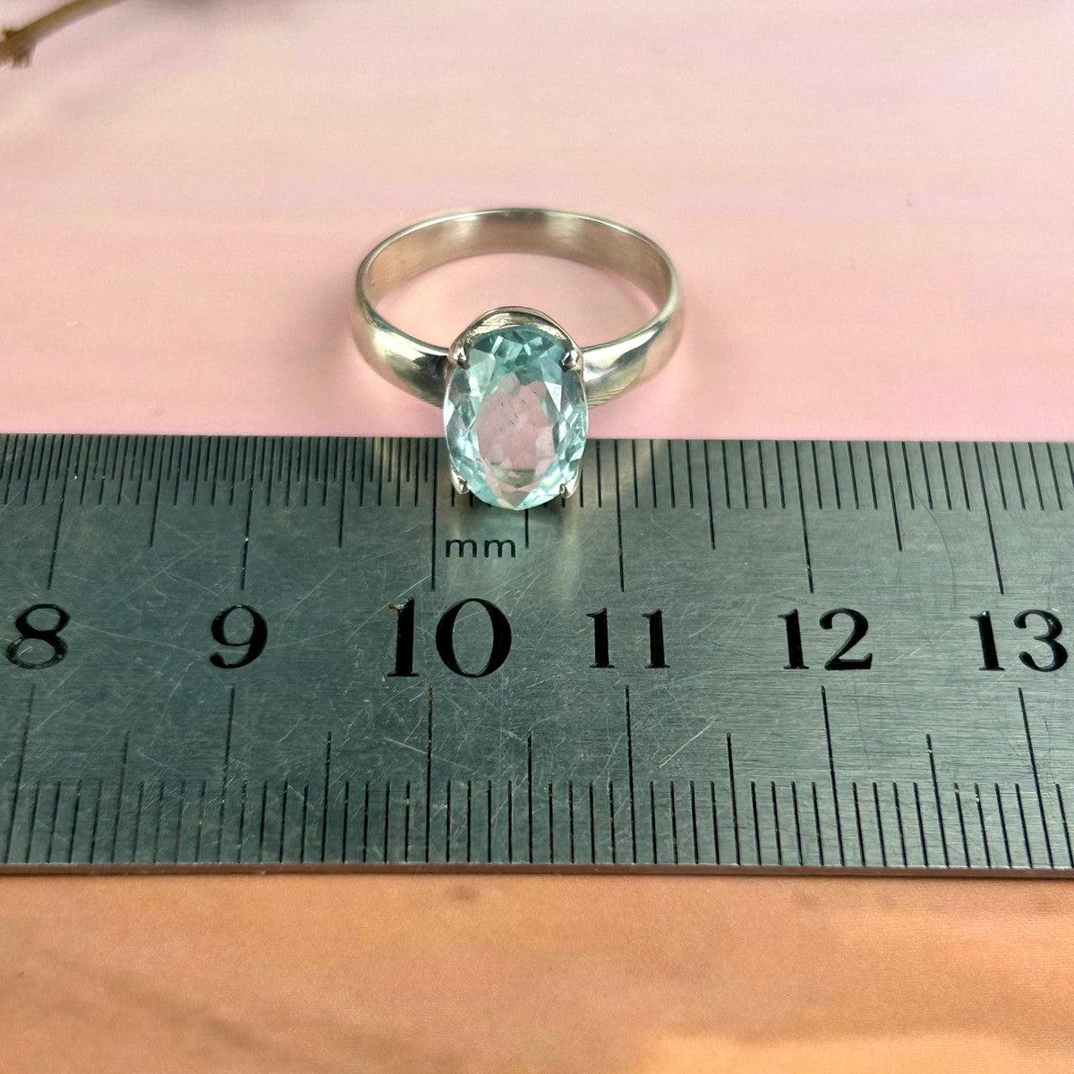 High Grade Faceted Aquamarine Ring