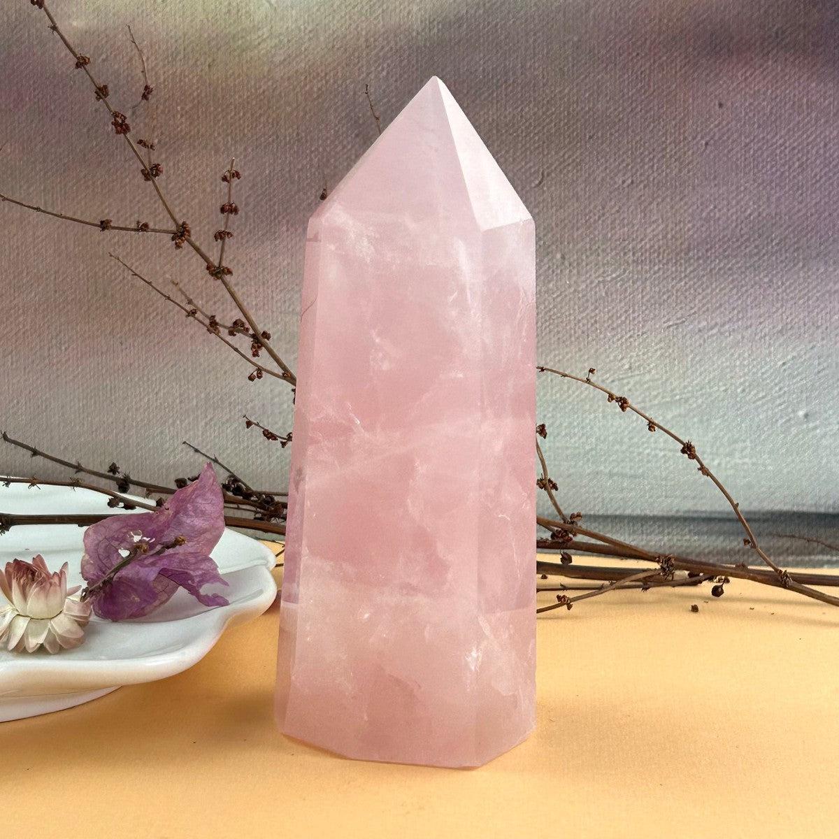 Rose Quartz Crystal Tower