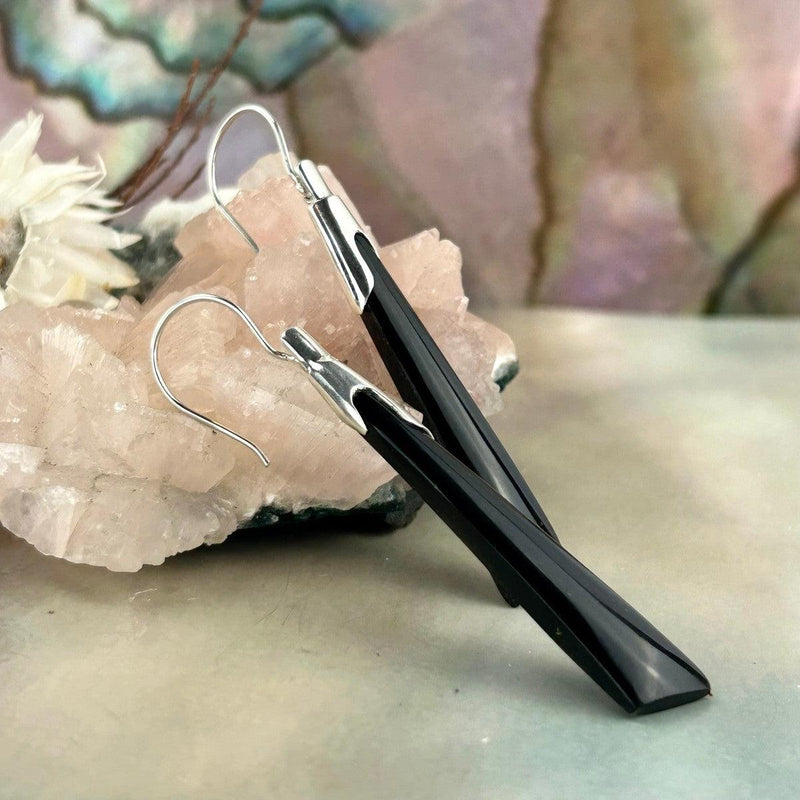 Contemporary Onyx Sterling Silver Earrings