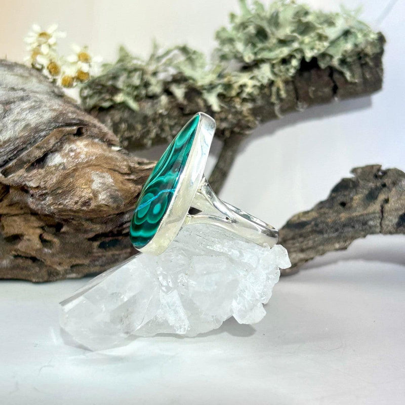 Malachite Elongated Teardrop Ring