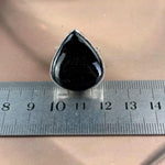Black Crystal In Silver Ring