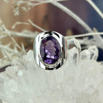 Wide Band Amethyst Ring