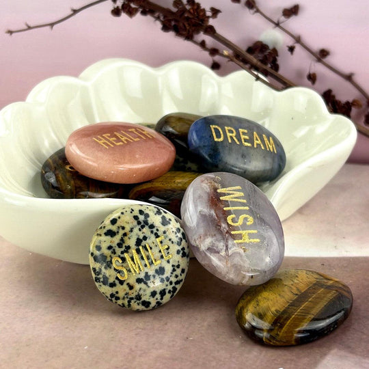 Assorted Word Crystal Palm Stones