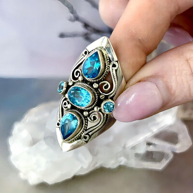 Ornate Blue Topaz Ring