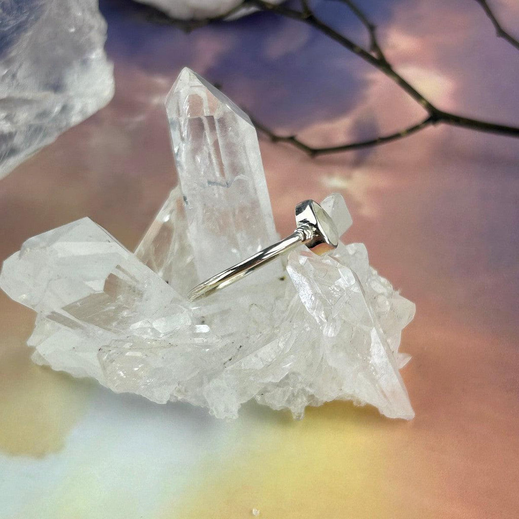 Rainbow Moonstone Pear Cut Ring