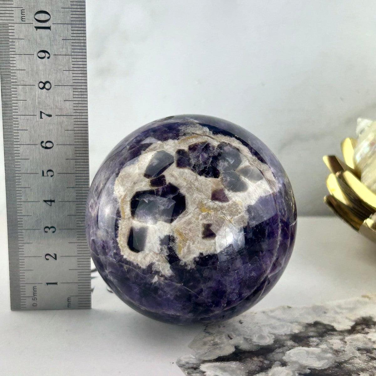 Flower Agate In Amethyst Ball