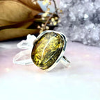 Natural Amber Silver Ring