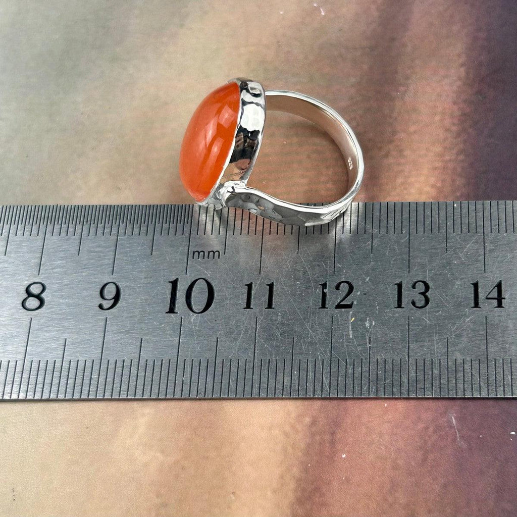 Orange Stone Silver Ring