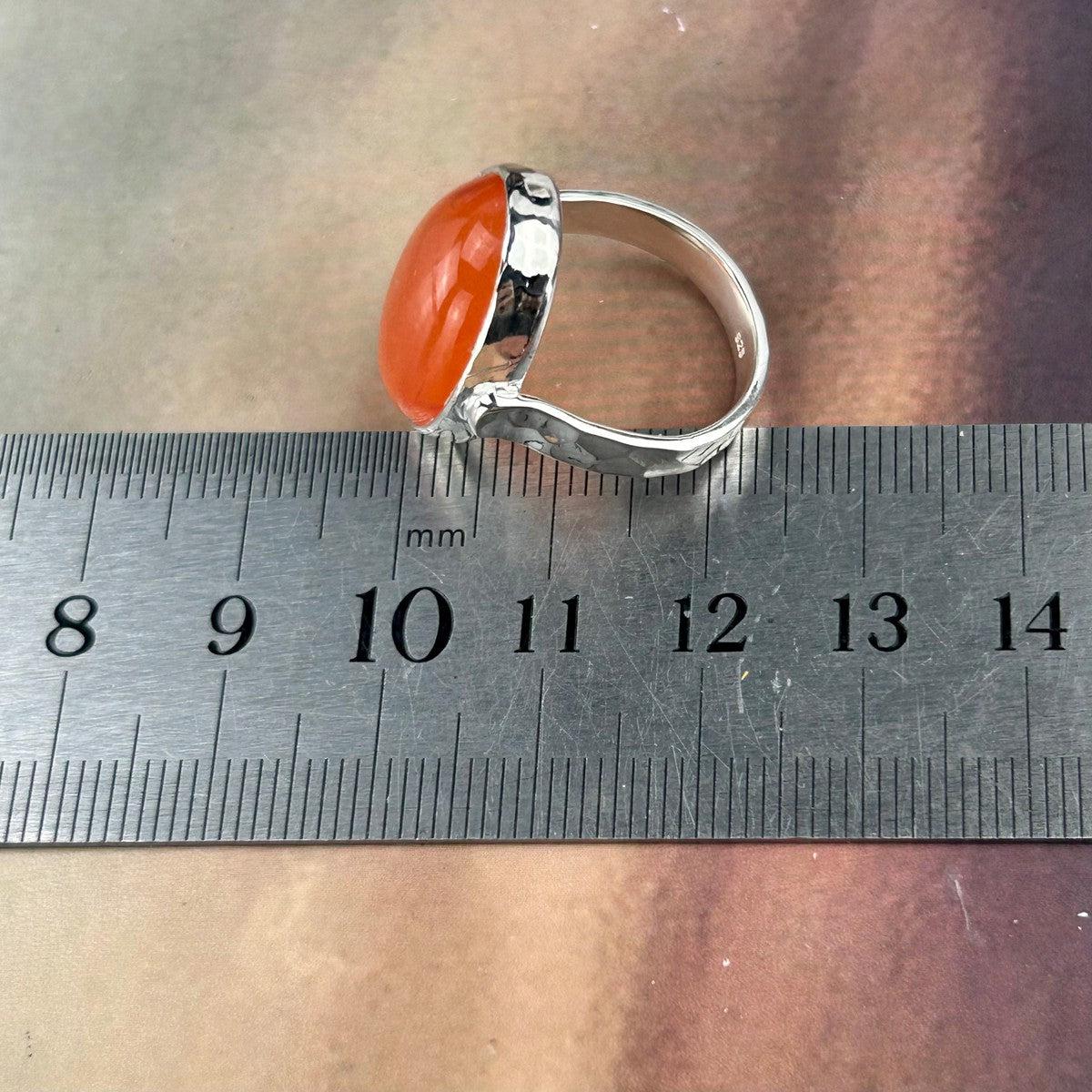 Orange Stone Silver Ring