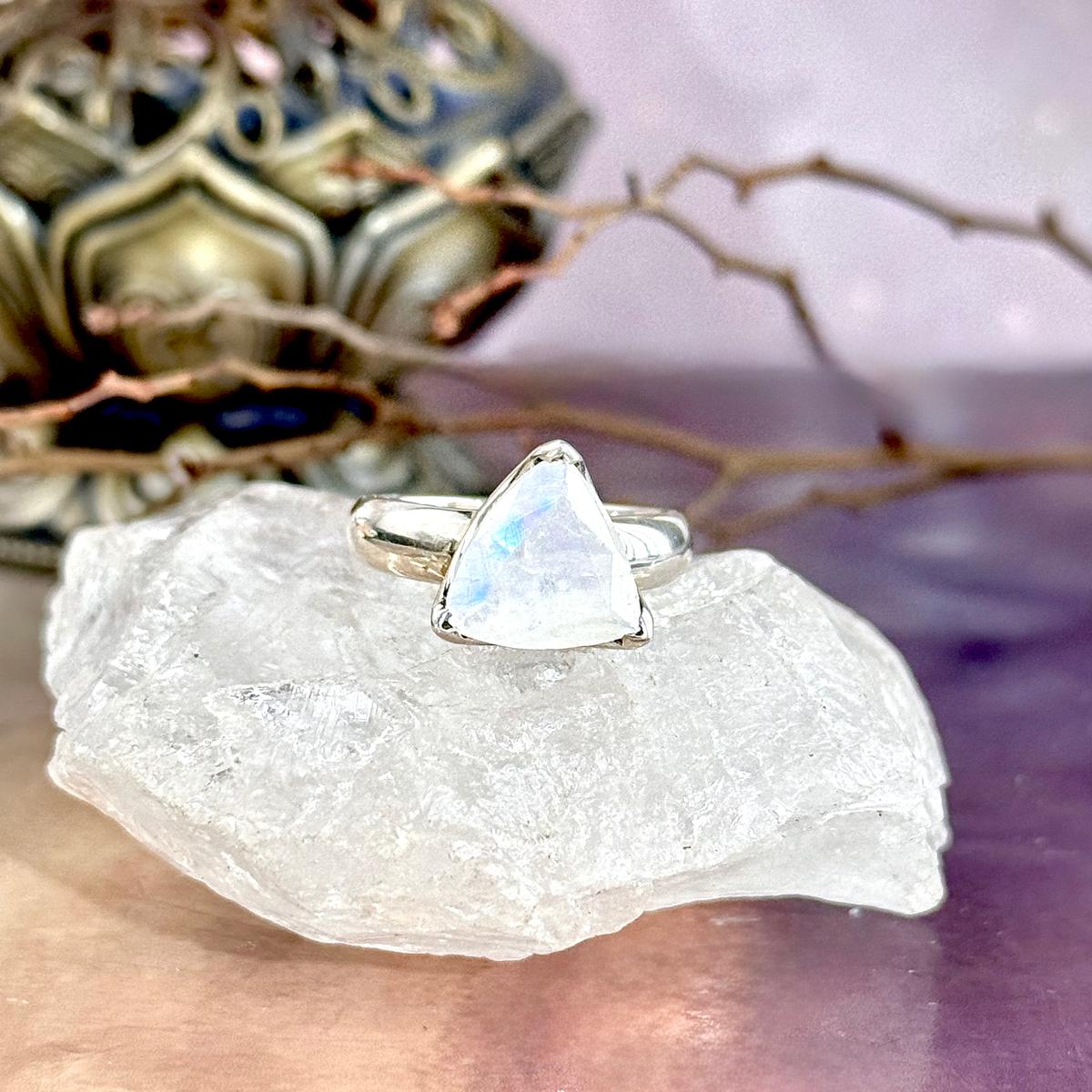 Moonstone Trillion Cut Ring