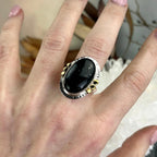 Black Crystal Silver Ring