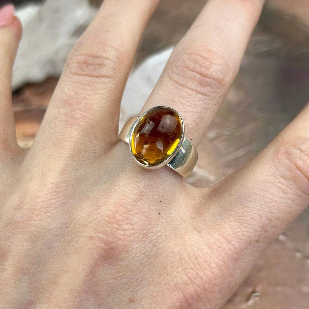 Polished Citrine Oval Ring
