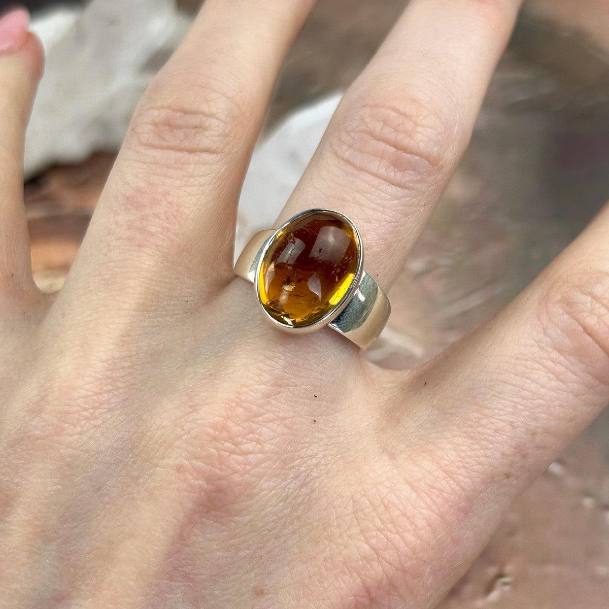 Polished Citrine Oval Ring