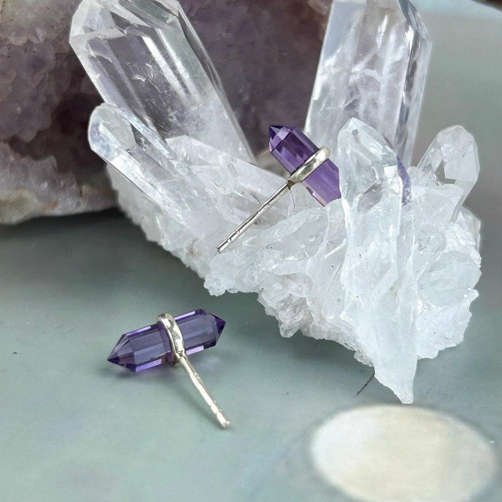Amethyst Crystal Stud Earrings