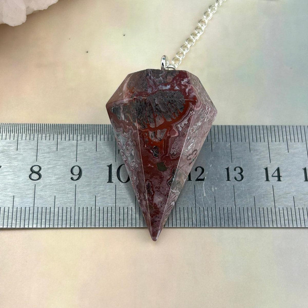 Red Agate Silver Chain Pendulum