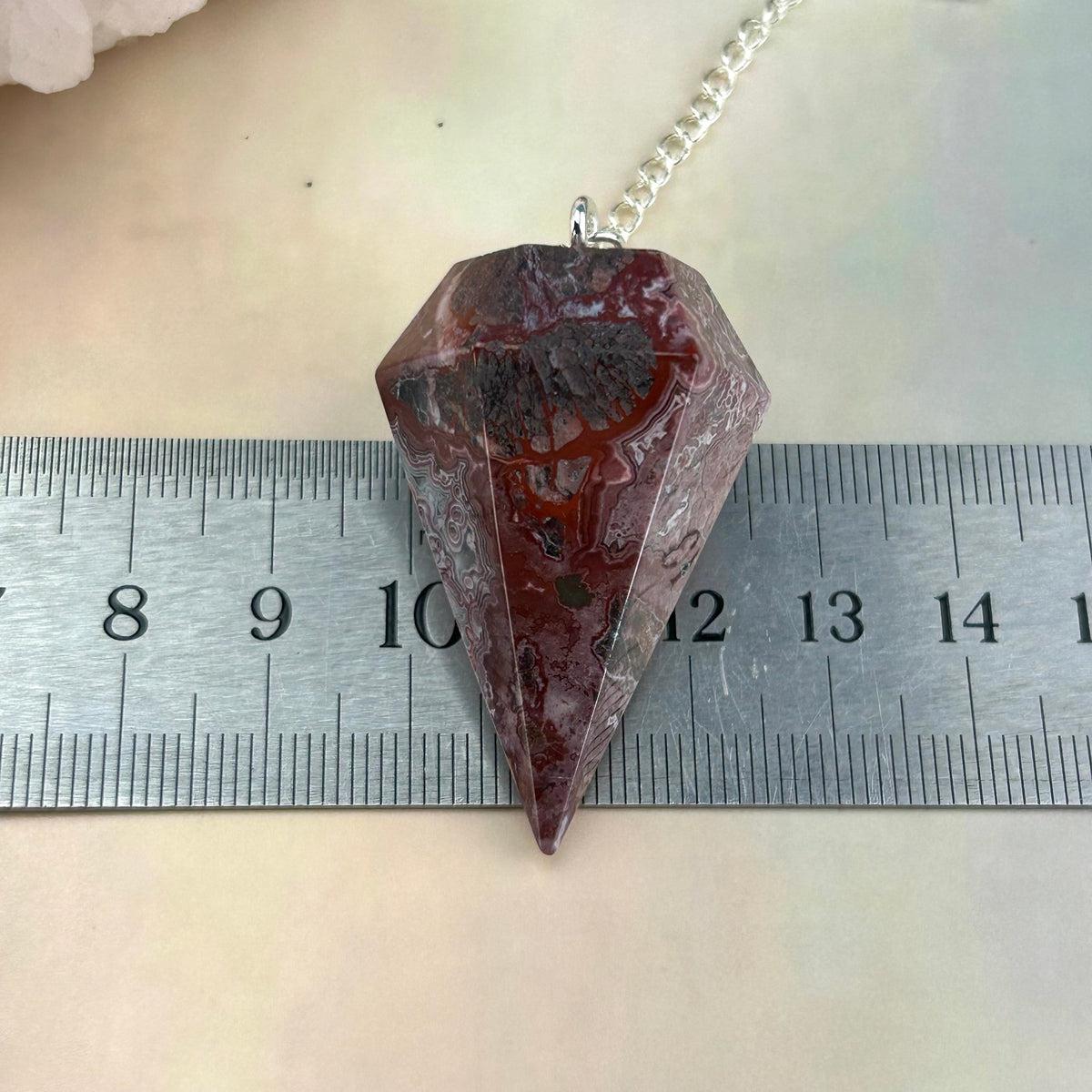 Red Agate Silver Chain Pendulum