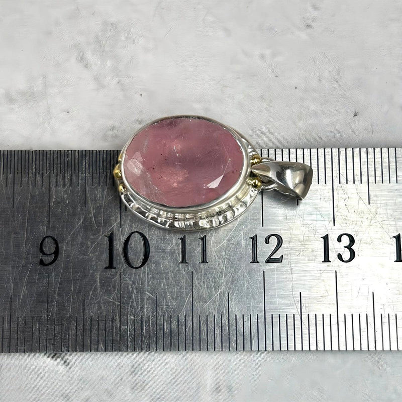 Pink Gemstone In Silver Pendant