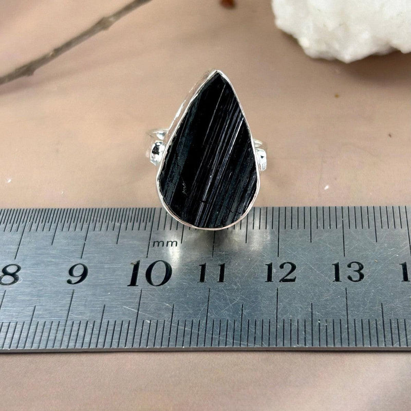 Black Tourmaline Pear Shape Ring