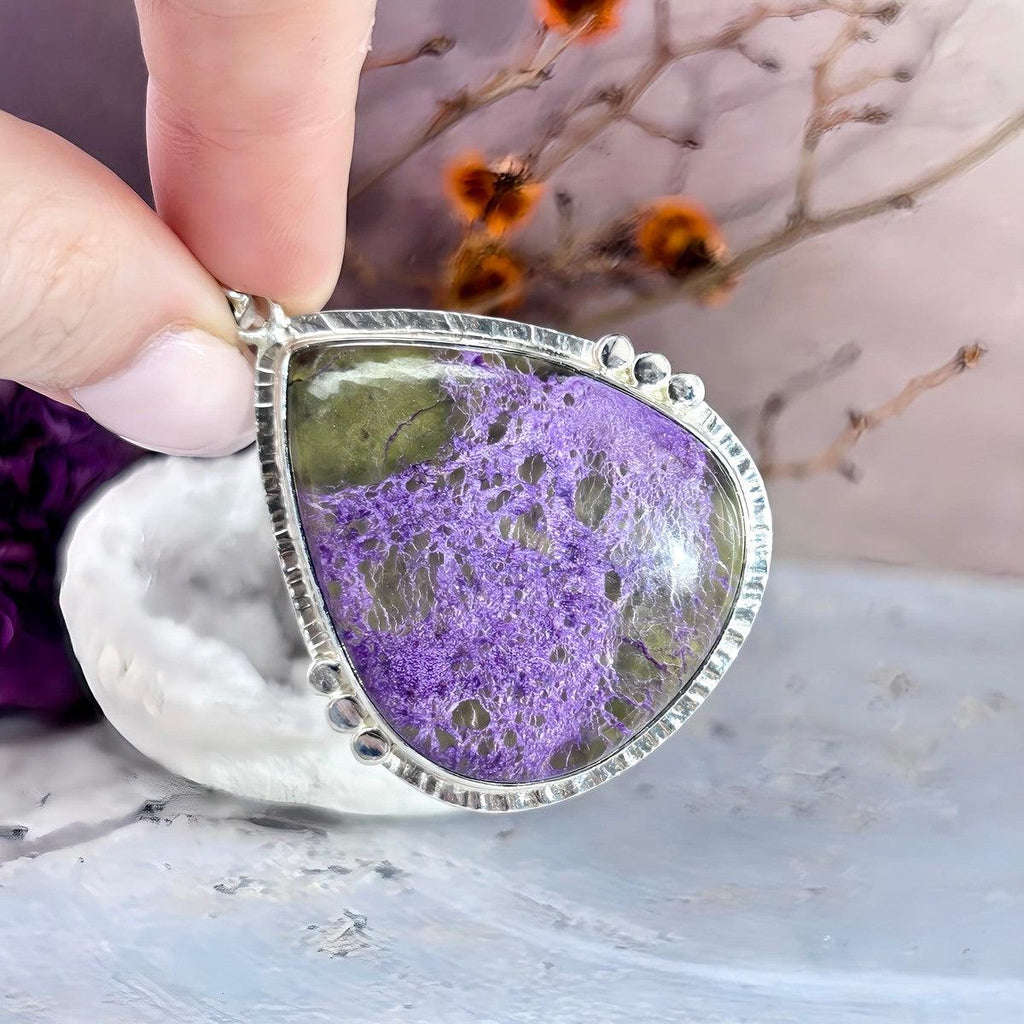 Large Teardrop Purple Stone Pendant