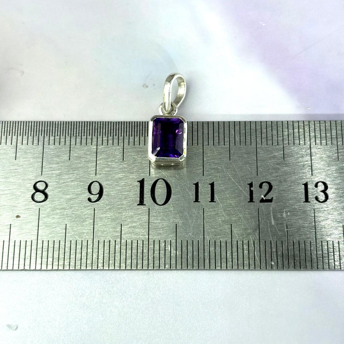 Girls Rectangular Amethyst Pendant