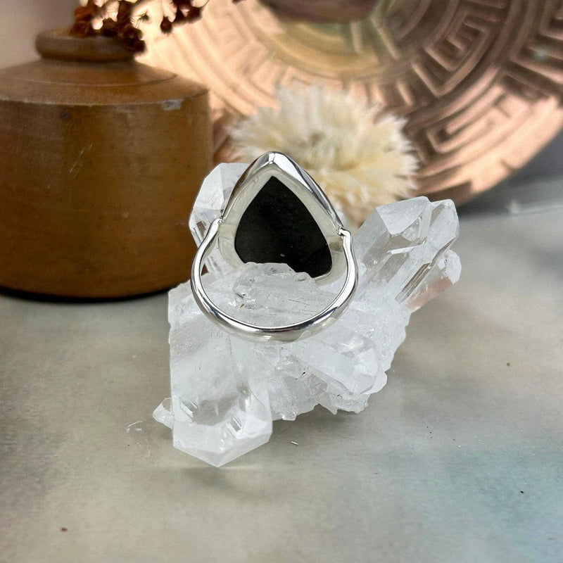 Pear Shape Obsidian Ring