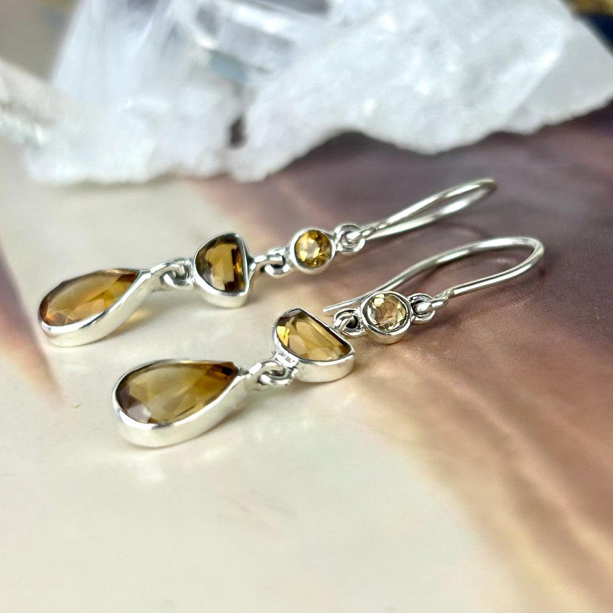 Citrine Triple Drop Earrings