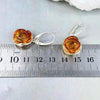 Orange Amber Silver Earrings
