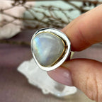 Rainbow Moonstone Triangle Ring