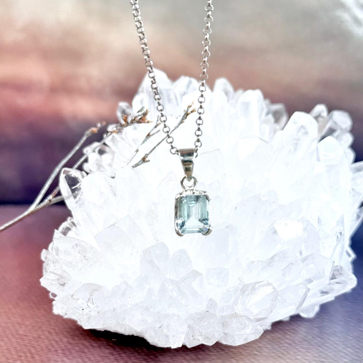 Aquamarine Baguette Cut Pendant