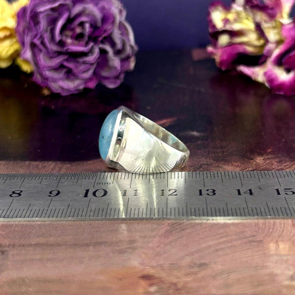 Real Aquamarine Crystal Ring